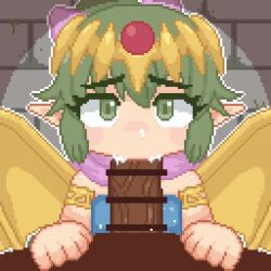 1girl animated bar_censor censored cum cum_in_mouth cum_in_nose dark-skinned_male dark_skin deepthroat dragon_girl dragon_wings fellatio fire_emblem fire_emblem:_shadow_dragon fire_emblem_heroes green_hair hakuto_sekiu loli looking_at_viewer looping_animation nintendo oral pixel_art pov pov_crotch tagme tiki_(fire_emblem) tiki_(young)_(dragon&#039;s_progeny)_(fire_emblem) tiki_(young)_(fire_emblem) video wings