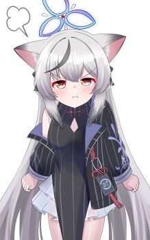 Rule 34 | 1girl, animal ears, blue archive, dress, grey hair, h1kaziro4916, kokona (blue archive), simple background, solo, twitter, white background