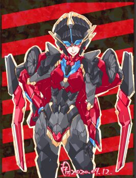 1girl absurdres airplane_wing blue_eyes breasts crotch_plate flame_toys flame_toys_windblade hand_on_own_hip highres humanoid_robot mechanical_wings medium_breasts metal_skin robot robot_girl tatsuta_shin&#039;ichi thighs transformers windblade wings