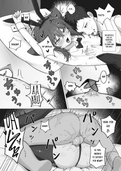 2boys absurdres anal anger_vein animal_ears arm_up blush bow bowtie boy_on_top cat_boy cat_ears clothing_aside deep_penetration detached_collar english_text fake_animal_ears greyscale heart highres leotard leotard_aside leotard_pull licking licking_nipple male_focus male_penetrated male_playboy_bunny mating_press moaning monochrome motion_lines multiple_boys nipple_rub nipple_stimulation nipples original pantyhose pillow playboy_bunny rabbit_ears rat_squeak revision sex sound_effects speech_bubble spoken_anger_vein spoken_heart strapless strapless_leotard sucking_male_nipple sweat testicles thought_bubble torn_clothes torn_pantyhose traditional_bowtie trap yaoi
