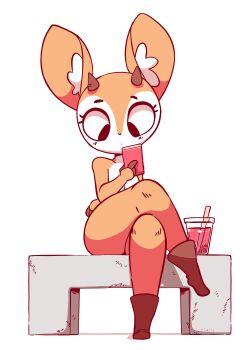 10s 1girl aggressive_retsuko animal_ears animated animated_gif artist_name bench black_boots black_eyes blinking blush boots breasts bubble_tea cellphone cleft_of_venus clitoris closed_eyes closed_mouth crossed_legs cup diives drink drinking_straw english_text female_focus full_body furry furry_female half-closed_eyes hand_up heart highres holding holding_phone horns looking_at_viewer looking_down nipples nude phone pussy seductive_smile signature simple_background sitting small_breasts smile solo talking text_focus tsunoda_(aggretsuko) white_background