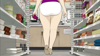 1girl animated animated_gif ass ass_shake breasts covered_erect_nipples exhibitionism from_behind large_breasts mature_female munio_world panties plump public_indecency tagme text_focus thighs underwear walking wet wet_clothes wet_panties