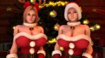 10s 2girls 3d animated antlers bare_shoulders batesz bell blonde_hair blue_eyes bouncing_breasts breasts breasts_out brown_eyes christmas christmas_tree cleavage collar dead_or_alive dead_or_alive_5 dress female_focus flashing fur-trimmed_dress fur-trimmed_gloves fur_trim gift gloves hat horns indoors jiggle kasumi_(doa) large_breasts lipgloss looking_at_viewer medium_hair multiple_girls nipples no_bra ornament presenting pulling_own_clothes pulling red_dress red_gloves reindeer_antlers santa_costume santa_gloves santa_hat side-by-side smile source_filmmaker_(medium) tecmo tina_armstrong tree uncensored undressing video