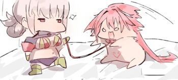 1boy 1girl astolfo_(fate) chibi femdom leash trap
