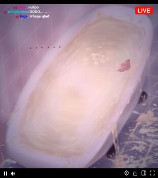1girl asphyxiation bathtub commentary_request commission cum cum_bath death drowning ejaculation english_text fake_screenshot fallenshadow female_focus highres indie_virtual_youtuber livestream loli pornography_production rexedunn skeb_commission solo submerged variant_set virtual_youtuber