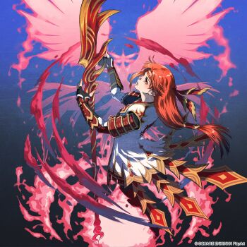 Rule 34 | 1girl, arm guards, armor, bird, brown hair, commentary, dissidia duellum final fantasy, dissidia final fantasy, english commentary, final fantasy, final fantasy xi, fingerless gloves, gloves, headband, highres, iroha (ff11), japanese armor, long hair, low-tied long hair, minagawa fumio, naginata, polearm, red headband, silhouette, solo, weapon, wings