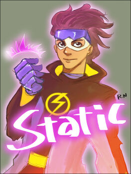 1boy black_hair brown_eyes character_name dark_skin dc_comics electricity gloves goggles dreadlocks jacket male_focus mask solo static_shock virgil_ovid_hawkins