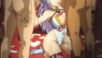 Rule 34 | animated, animated gif, breasts, catue dragundaala, censored, cum, fellatio, group sex, group sex, hand on head, handjob, large breasts, lowres, milk, oral, penis, princess knight catue