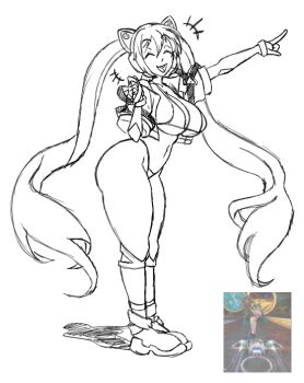 1girl ass bikini blackchaos64 breasts full_body game_modding game_screenshot_inset hatsune_miku huge_ass large_breasts micro_bikini navel shoes sketch sonic_(series) sonic_racing:_crossworlds swimsuit thighs twintails