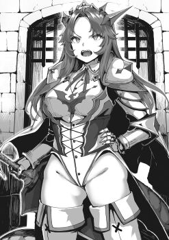 1girl breasts kaifuku_jutsushi_no_yarinaoshi_~sokushi_mahou_to_skill_copy_no_chouetsu_heal~ large_breasts long_hair monochrome official_art princess_ragna shiokonbu