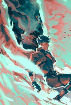 02png 1boy absurdres bat_signal batman_(series) batman_symbol black_bodysuit black_gloves black_hair bodysuit brown_jacket dc_comics gloves grey_bodysuit hair_between_eyes highres jacket jason_todd long_sleeves male_focus multicolored_bodysuit multicolored_hair muscular muscular_male open_clothes pants red_hood_(dc) red_hood_and_the_outlaws short_hair superhero_costume taut_bodysuit two-tone_bodysuit two-tone_hair