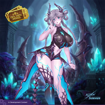 1girl action_taimanin alternate_costume alternate_form aoi_nagisa_(metalder) breasts curvy demon_girl kosaka_shizuru large_breasts long_hair looking_at_viewer shiny_skin taimanin_(series) taimanin_yukikaze wide_hips