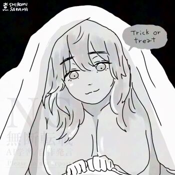 bed breasts female_byleth_(fire_emblem) covers english_text fire_emblem fire_emblem:_three_houses highres nintendo nude shiromi_2sakana tagme trick_or_treat under_covers