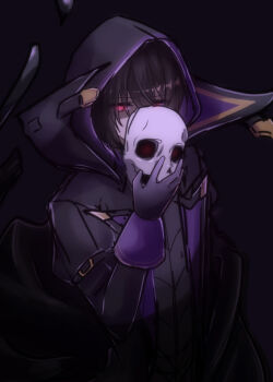 Rule 34 | 1boy, artist request, black hair, cid kagenou, cid kagenou (shadow), highres, kage no jitsuryokusha ni naritakute!, male focus, mask, red eyes