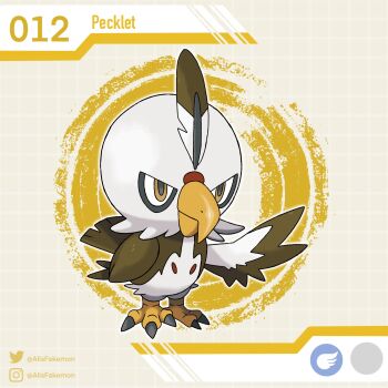 alisfakemon artist_name beak bird brown_eyes character_name fakemon full_body highres instagram_logo instagram_username nintendo no_humans original pokemon pokemon_(creature) solo talons twitter_logo twitter_username wings