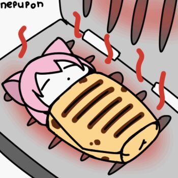 Rule 34 | animal ears, animated, animated gif, archived source, azur lane, cat ears, cat girl, closed eyes, closed mouth, doner kebab, doner sandwich, dot mouth, drawfag, foodification, kisaragi (azur lane), looping animation, lowres, parody, pink hair, style parody