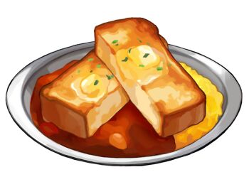 artist_request bread bread_slice butter curry curry_rice food food_focus game_cg garnish nintendo no_humans official_art plate pokemon pokemon_swsh rice third-party_source toast transparent_background