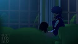 1boy 1girl 3d animated artist_name asui_tsuyu black_eyes black_hair boku_no_hero_academia bottomless cum cum_in_mouth fellatio frog_girl greatm8 hetero jacket just_the_tip licking moaning night oral penis purple_eyes purple_hair shinso_hitoshi sitting sound swallowing track_jacket u.a._gym_uniform uncensored video