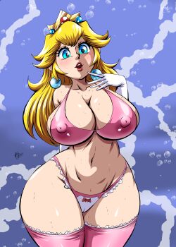 1girl blonde_hair breasts huge_breasts long_hair mario_(series) nintendo princess_peach solo super_mario_bros._1
