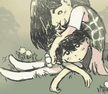 Rule 34 | 1boy, 1girl, little brother, long hair, mari (omori), older sister, omori, short hair, siblings, sunny (omori), teenage girl and younger boy