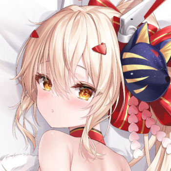 ayanami_(azur_lane) azur_lane crop_top crown headgear high_ponytail lowres mini_crown orange_eyes ponytail thighhighs white_thighhighs zi_yue_liuli