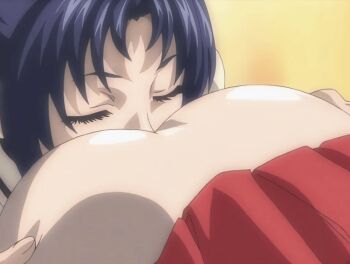 00s 2002 2girls animated animated_gif ass bible_black bible_black_gaiden closed_eyes clothes_lift cunnilingus huge_ass kozono_nami long_hair mochida_junko multiple_girls oral ponytail purple_hair school_uniform skirt skirt_lift tagme yuri