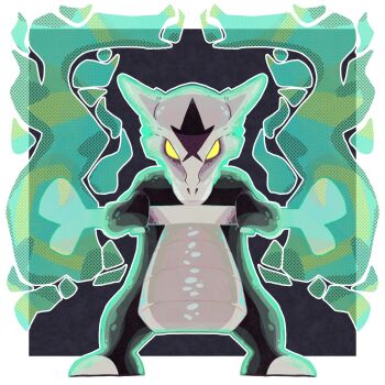 Rule 34 | alolan form, alolan marowak, black skin, bone, colored skin, commentary, english commentary, fire, gen 7 pokemon, green fire, highres, holding, holding bone, inktober, johnnysmr, looking at viewer, nintendo, no humans, pokemon, pokemon (creature), pokemon focus, solid eyes, solo, yellow eyes