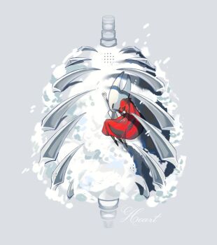1girl arthropod_girl artist_name black_skin cloak cold colored_skin commentary full_body hashtag-only_commentary hollow_knight hollow_knight:_silksong horned_mask hornet_(hollow_knight) horns lying mask needle_(hollow_knight) on_side red_cloak ruizi_06 sleeping snow solo weapon white_mask