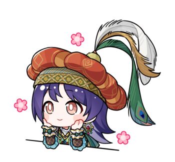 Rule 34 | 1girl, aqua bow, argyle clothes, argyle sleeves, artist request, bard, beret, black sleeves, blue shirt, blush stickers, bow, bright pupils, brown eyes, cape, chibi, closed mouth, collared shirt, cropped torso, earrings, elbows on table, flower, frilled shirt collar, frilled sleeves, frilled wrist cuffs, frills, gold earrings, green cape, green shirt, hands on own cheeks, hands on own face, happy, hat, hat feather, hoop earrings, infinity nikki, jewelry, layered shirt, layered sleeves, leaning forward, long hair, long sleeves, looking ahead, nikki (series), official art, peacock feathers, pink flower, purple hair, red hat, shirt, short over long sleeves, short sleeves, smile, solo, striped clothes, striped shirt, tareme, transparent background, two-tone shirt, verdant verse (infinity nikki), vertical-striped clothes, vertical-striped shirt, white pupils, white shirt, white wrist cuffs, wrist bow, wrist cuffs