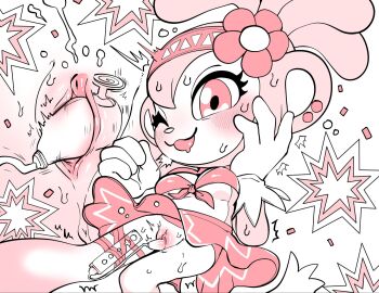 1girl amiga anus blush bra breasts clitoris controller earrings game_controller headband headwear_request highres jewelry masturbation monkey monkey_girl monochrome monochrome_background motion_lines multiple_views nintendo no_panties object_insertion one_eye_closed pussy pussy_juice saliva samba_de_amigo sega skirt sonic_(series) sweat tory_(tory29) underboob underwear vaginal vaginal_object_insertion wet wii_remote