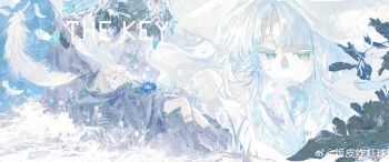 1girl closed_eyes commentary_request cui_pi_zha_xia_qiu english_text erma_(girls&#039;_frontline) feathers girls&#039;_frontline gloves highres lying on_back orb tears watermark weibo_username weibo_watermark white_feathers white_gloves white_hair white_theme yellow_eyes