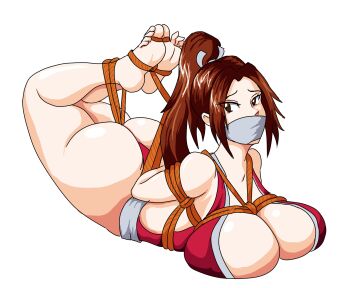 1girl ass bdsm bondage bound breasts fatal_fury huge_breasts long_hair shiranui_mai