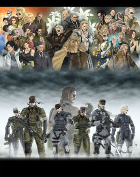 6+boys 6+girls absolutely_everyone amanda_valenciano_libre assault_rifle bad_id bad_pixiv_id big_boss camouflage cecile_cosina_caminades electricity emma_emmerich energy energy_fist eva_(metal_gear) everyone flower frank_jaeger glowing gray_fox_(metal_gear) gun hal_emmerich handgun headband highres holster hot_coldman huey_(metal_gear) kazuhira_miller kojima_hideo konami lily_(flower) liquid_snake load_bearing_vest m1911 m4_carbine major_zero meryl_silverburgh metal_gear_(series) metal_gear_solid metal_gear_solid:_peace_walker metal_gear_solid_2:_sons_of_liberty metal_gear_solid_3:_snake_eater metal_gear_solid_4:_guns_of_the_patriots metal_gear_solid_v:_the_phantom_pain multiple_boys multiple_girls multiple_persona naked_snake naomi_hunter old_snake para-medic_(mgs3) paz_ortega_andrade raiden_(metal_gear) ramon_galvez_mena revolver_ocelot rifle roy_campbell solid_snake solidus_snake strangelove sunny_emmerich suppressor tera_(no_reason) the_boss the_end_(metal_gear) the_fear the_fury the_pain the_sorrow thigh_holster vamp_(metal_gear) venom_snake weapon yevgeny_borisovitch_volgin