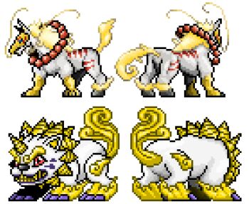 claws digimon digimon_(creature) hakubamon horns horse otrojorch sharp_teeth siesamon simple_background sprite sprite_art tail teeth white_background