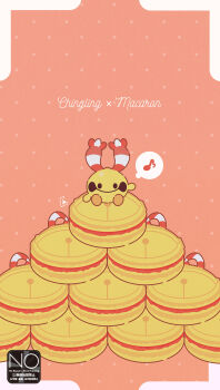 Rule 34 | bell, character name, chingling, closed mouth, commentary request, food, gen 4 pokemon, highres, looking at viewer, macaron, meme (sleepsheep), musical note, nintendo, no humans, pokemon, pokemon (creature), pokemon focus, smile, speech bubble, spoken musical note