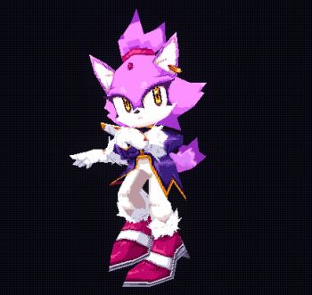 3d animal_ears animated animated_gif black_background blaze_the_cat blender_(medium) blinking boots cat_ears cat_girl cat_tail forehead_jewel fur-trimmed_footwear fur-trimmed_gloves fur_trim furry furry_female gloves pants pink_boots ponytail purple_fur sonic_(series) tail white_gloves white_pants wibblus yellow_eyes