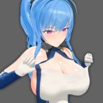 10s 1girl 3d ahoge animated azur_lane blue_gloves blue_hair blush bouncing bouncing_breasts breast_drop breasts breasts_out cleavage clothes_pull dress dress_pull elbow_gloves eringi_(pixiv17465148) eringi_3dcg female_focus gloves grey_background halterneck highres huge_breasts long_hair looking_at_viewer multicolored_gloves nipples no_bra ponytail pulling purple_eyes resized sideboob simple_background solo st._louis_(azur_lane) standing uncensored undressing upper_body upscaled video white_gloves
