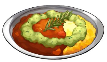 artist_request curry curry_rice food food_focus game_cg garnish nintendo no_humans official_art plate pokemon pokemon_swsh rice third-party_source transparent_background wasabi