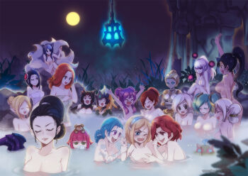6+girls aa2233a ahri_(league_of_legends) amumu animal_ears annie_(league_of_legends) black_hair blonde_hair blue_hair breasts completely_nude convenient_censoring dark-skinned_female dark_skin elise_(league_of_legends) flower fox_ears fox_tail full_moon garen_(league_of_legends) grabbing_another's_breast groping hair_flower hair_ornament highres irelia janna_(league_of_legends) jarvan_iv_(league_of_legends) jinx_(league_of_legends) katarina_(league_of_legends) lamp large_breasts league_of_legends lee_sin leona_(league_of_legends) lulu_(league_of_legends) lux_(league_of_legends) miss_fortune_(league_of_legends) moon multiple_girls multiple_tails naked_towel nami_(league_of_legends) nidalee nude onsen orianna_(league_of_legends) outdoors peeking pointy_ears purple_hair red_hair rek'sai rengar riven_(league_of_legends) robot scar sky sona_(league_of_legends) soraka_(league_of_legends) steam steam_censor stuffed_animal stuffed_toy sunflower sunflower_hair_ornament syndra tail tattoo teddy_bear teemo tibbers towel twitch vayne_(league_of_legends) when_you_see_it xin_zhao yuri