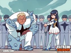 1girl 6+boys ahegao all_fours animated anus artist_name audible_speech black_hair blush boots breasts cum cum_in_pussy dark-skinned_male dark_skin doggystyle drooling earrings english_audio fingernails gamagoori_ira heart heart-shaped_pupils high_heel_boots high_heels jewelry kill_la_kill kiryuuin_satsuki large_penis long_hair medium_breasts multiple_boys nipples open_mouth penis perky_breasts pussy sex sex_from_behind sidelocks sound suoiresnu symbol-shaped_pupils tagme teeth testicles thigh_boots thighhighs twitter_username upper_teeth_only vaginal video white_thighhighs