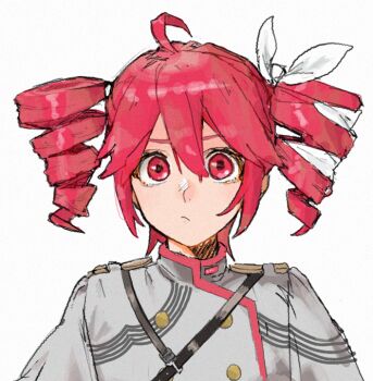 1girl ahoge buttons double-breasted drill_hair hair_ribbon kasane_teto kasane_teto_(sv) looking_ahead pink_eyes pink_hair portrait ribbon ryne_25 solo synthesizer_v twin_drills utau