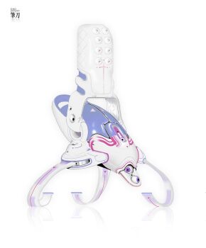 1other abstract artist_name commentary daopenpen english_commentary full_body highres machine no_humans non-humanoid_robot original purple_eyes reflection robot science_fiction simple_background white_background