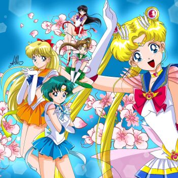 5girls aino_minako anello81 bishoujo_senshi_sailor_moon black_hair blonde_hair blue_eyes bow brown_hair crossed_arms earrings gloves green_eyes hino_rei jewelry kino_makoto long_hair magical_girl miniskirt mizuno_ami multiple_girls ponytail red_bow sailor_jupiter sailor_mars sailor_mercury sailor_moon sailor_venus see-through_clothes see-through_sleeves short_hair skirt super_sailor_jupiter super_sailor_mars super_sailor_mercury super_sailor_moon super_sailor_venus tsukino_usagi twintails very_long_hair
