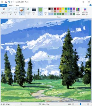 art_program_in_frame christian_young cloud cloudy_sky day forest hill landscape microsoft_paint_(medium) microsoft_paint_(software) nature no_humans original outdoors painterly path road scenery shadow sky tree