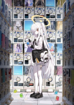 Rule 34 | 1girl, absurdres, ako (blue archive), alternate costume, aris (blue archive), arona (blue archive), azusa (blue archive), bag, bag charm, black bag, black neckerchief, black shoes, blue archive, blunt bangs, blush, character charm, character request, charm (object), commentary request, ein (blue archive), gashapon, general student council president (blue archive), hair over one eye, halo, hanako (blue archive), highres, kokukyukeo, loafers, long hair, long sleeves, looking at viewer, malkuth (blue archive), mika (blue archive), nagusa (blue archive), neckerchief, ohr (blue archive), one eye covered, one side up, pale skin, pantyhose, plana (blue archive), pleated skirt, rin (blue archive), school bag, school uniform, serafuku, shiroko terror (blue archive), shoes, skirt, sof (blue archive), solo, very long hair, white pantyhose, white serafuku, yoshimi (band) (blue archive), yoshimi (blue archive)