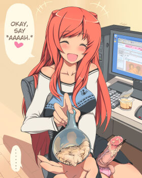 +++ ... 1futa blush breasts closed_eyes clothing_aside collarbone computer cum erection eyebrows feeding food futanari hard-translated heart highres jajala keyboard long_hair medium_breasts microsoft_windows monitor mozilla_firefox open_mouth original panties panties_aside penis pixiv pov pov_feeding pudding red_hair sitting skirt smile solo spoken_ellipsis spoon third-party_edit translated underwear upskirt veins veiny_penis