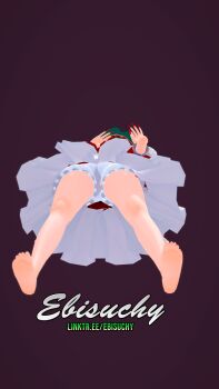 3d absurdres bare_legs barefoot chen ebisuchy eyeshadow highres makeup nail_polish short_hair skirt soles touhou underwear