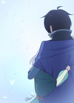 Rule 34 | 1boy, 1girl, black hair, cape, grey hair, haon3, highres, hug, kokkoro (princess connect!), princess connect!, yuuki (princess connect!)