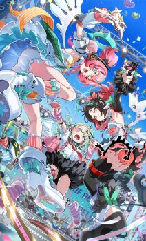 Rule 34 | + +, absurdres, angels of delusion, aria (zenless zone zero), arm warmers, backpack, bag, balloon, band (music), bangboo (zenless zone zero), bass guitar, belle (zenless zone zero), black hair, black skirt, black thighhighs, bloomers, blue eyes, blue sky, blush, cheering, commentary request, confetti, dress, drum, drum set, electric guitar, fingerless gloves, gloves, glowstick, green eyes, green hair, green halo, guitar, halo, headphones, heart balloon, high heels, highres, instrument, microphone, nangong yu, nervous sweating, niihatigounana, one eye closed, pink hair, red eyes, scar, scar on back, shirt, skirt, sky, smile, socks, striped arm warmers, striped clothes, striped socks, sunna (zenless zone zero), sweat, thighhighs, underwear, white bloomers, white dress, white shirt, wise (zenless zone zero), zenless zone zero