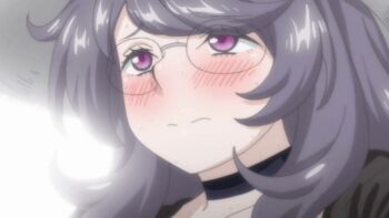 Rule 34 | 1girl, 2023, 20s, animated, animated gif, anime screenshot, blush, breasts, choker, cloak, collarbone, glasses, grey hair, hat, implied after sex, implied cum in pussy, implied sex, long hair, lowres, majo wa kekkyoku sono kyaku to... the animation, mashima mojikawa, mature female, purple eyes, sweat, tagme, trembling, witch, witch hat